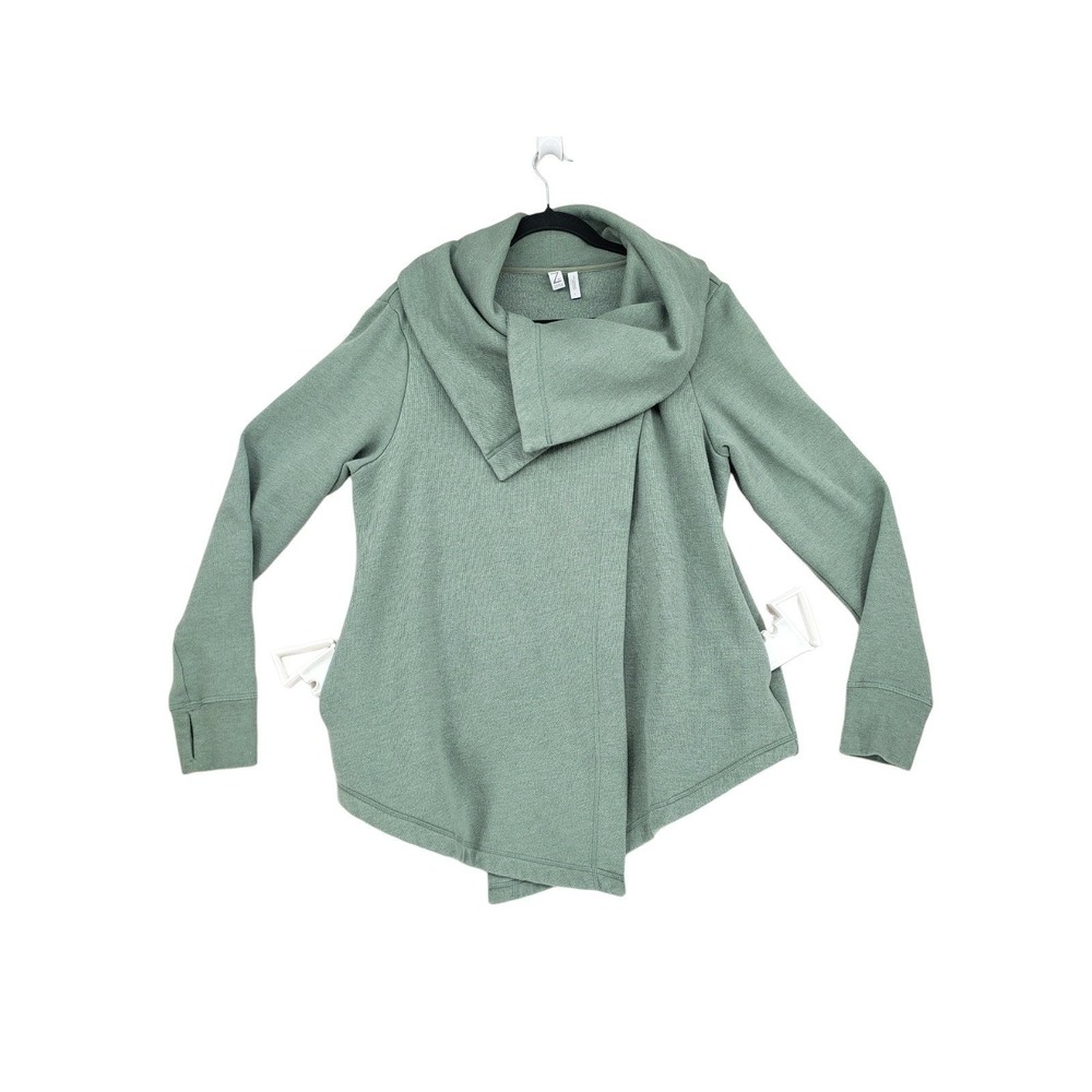 Z by Zella Cardigan L Shooting Star Drape Cowl Neck Nebula Green Asymmetric